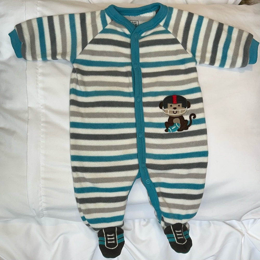 Carter's Blue/Aqua Gray Footies One Piece Full-Body Coverage Sleep & Play NB